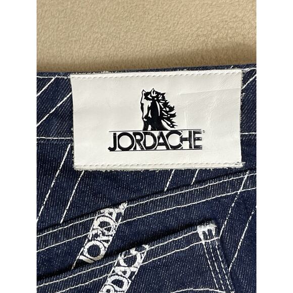 Jordache Jeans Womens 28 Blue Vintage Crop Diagonal Logo Casual‎ Denim Adult - Picture 10 of 13